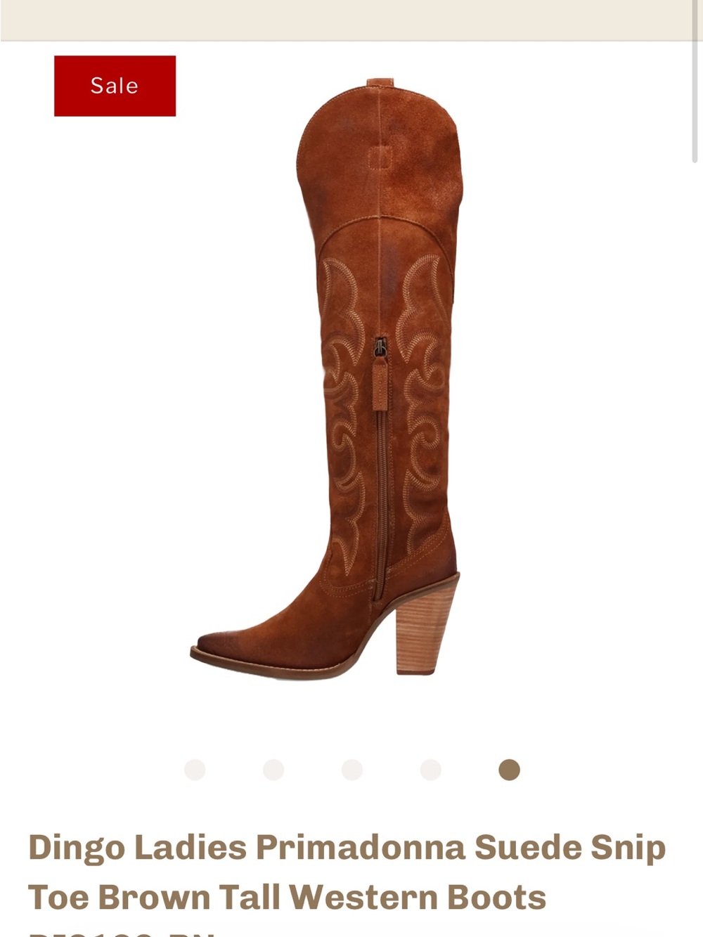 Dingo Ladies Primadonna Suede Snip Toe Brown Tall Western Boots - Picture 9 of 11